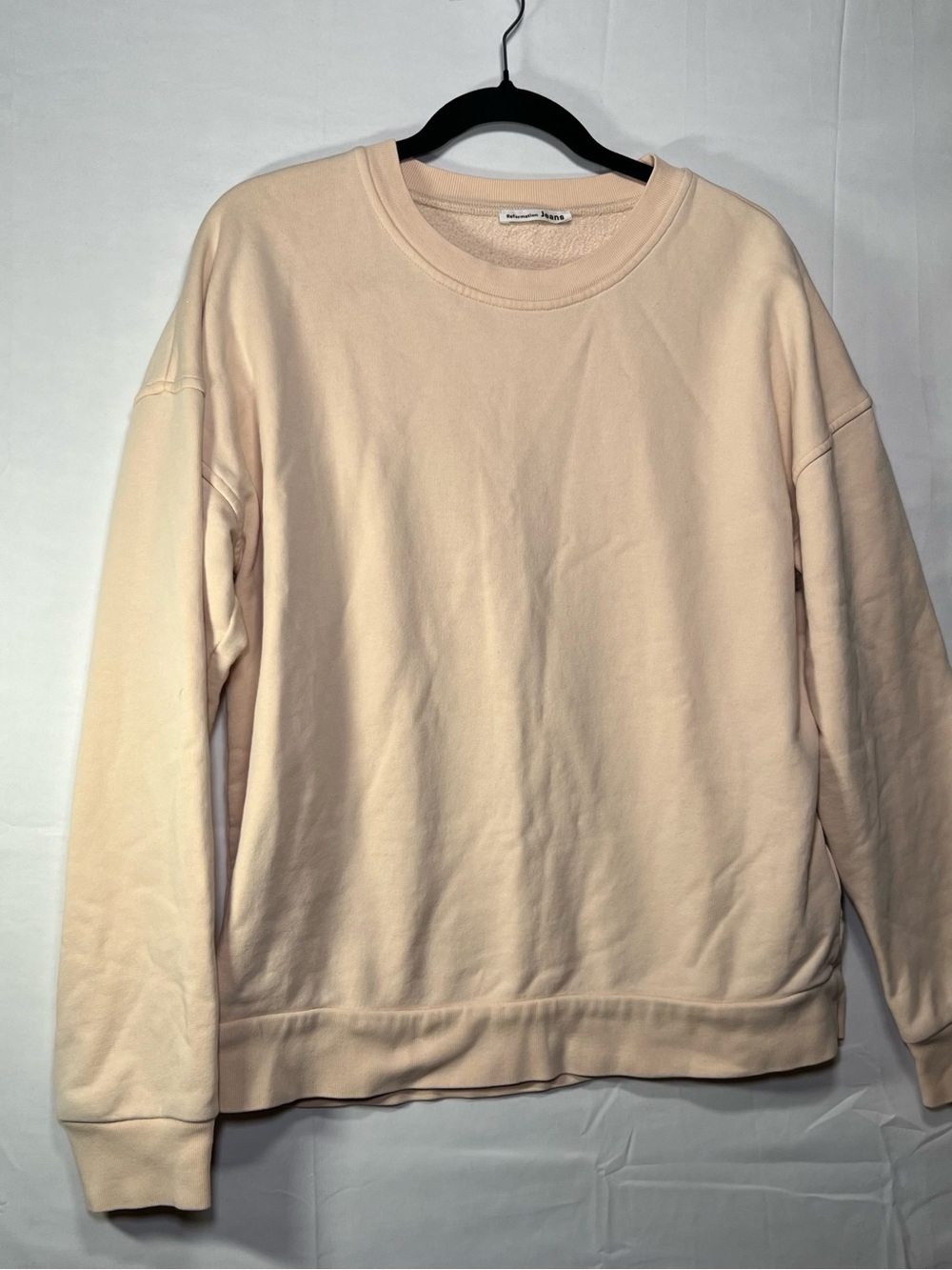 Reformation Jeans Organic Cotton Crewneck Sweatshirt Cream Beige XS - Picture 4 of 15